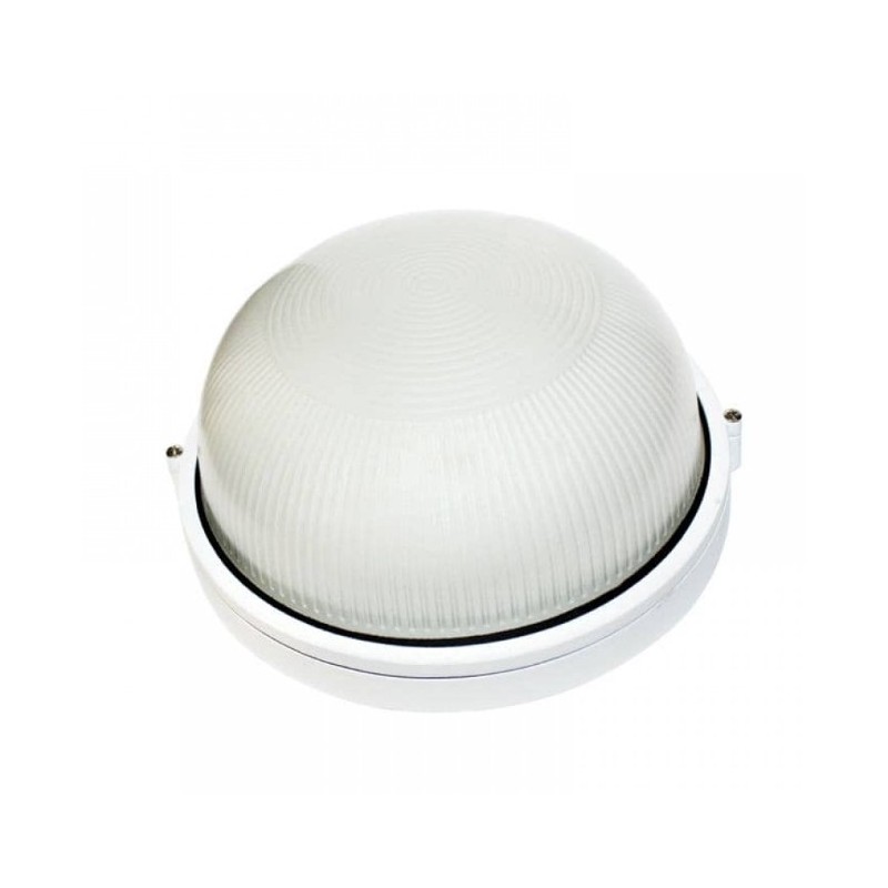 Šviestuvas 1301 (CT-R100A) 100W, E27, IP44, baltas aliuminis, apvalus Šviestuvas 1301 (CT-R100A) 100W, E27, IP44, baltas aliuminis, apvalus
