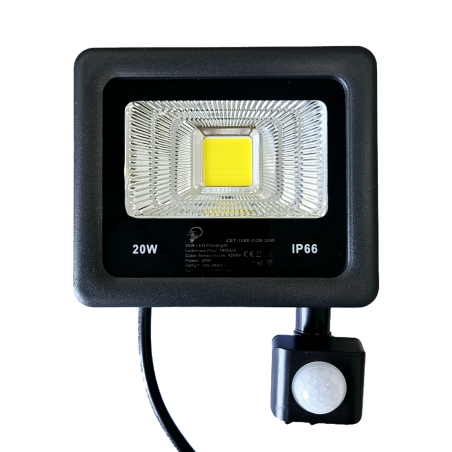 LED prožektorius COB su judesio davikliu, 20W, 1800lm, 4200K, 90lm/W, IP66, 85-265V