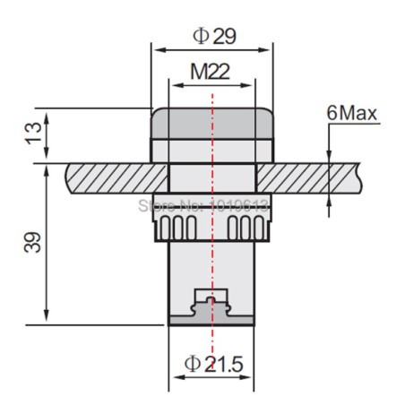 AD22-22DS signalinė LED lemputė armatūra, ~230V, raudona