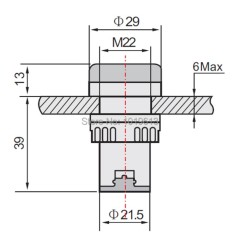 AD22-22DS signalinė LED lemputė armatūra, ~230V, balta