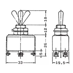 Jungiklis 1321, 2x3 kontaktai, 2 padėčių, ON-ON, AC250V, 10A