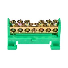 Įžeminimo / įnulinimo kaladėlė TS-0609F, 7 polių, žalia