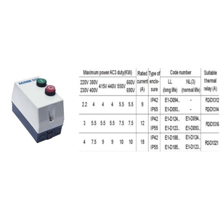 Variklio paleidimo blokas LEI-D18, IP55, (7.5 kW)