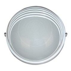 Šviestuvas, apvalus, pusiau uždaromis grotelėmis, TS-9007A, (CT-R60D), 60W, E27, IP54, baltas aliuminis