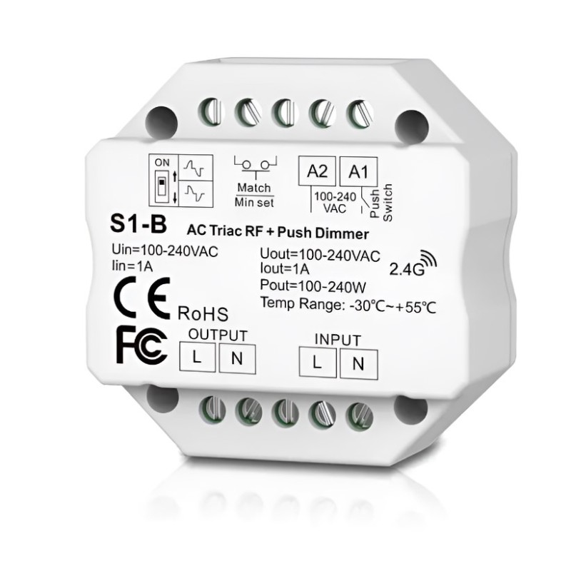 230V Valdiklis TRIAC + Push DIM S1-B