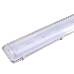 Šviestuvas 2x120cm T8 LED lempoms montuoti, IP65, PS+ABS, vienpusės