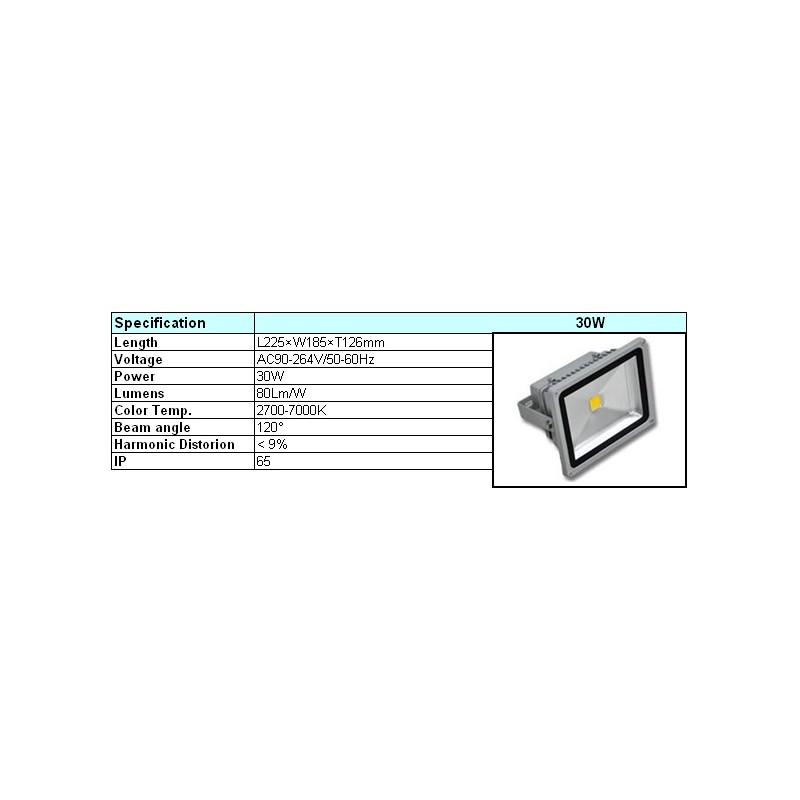 LED prožektorius 30W, 4000-4500K, 90-100lm/W, IP65 LED prožektorius 30W, 4000-4500K, 90-100lm/W, IP65